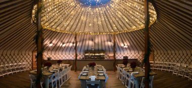 Inside The Big Yurt At Kingston Estate Country House Wedding Venue Devon Gay Wedding Guide 9 380X174