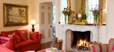 Iscoyd Park Little Drawing Room With Fire Burning Shropshire Gay Wedding Venue Via The Gay Wedding Guide 9 380X174