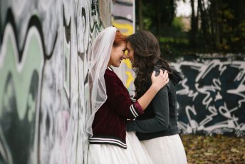 Jessie And Claudia By Graffitti For Their Lesbian Wedding Shoot Image Copyright Rachel Movitz Weddings Via The Gay Wedding Guide 1 5 344X230