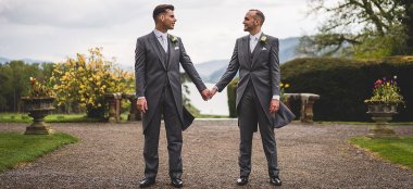 John Paul Gay Grooms Image By Lake District Wedding Photographer Chris Freer Images Gay Wedding Guide 6 380X174