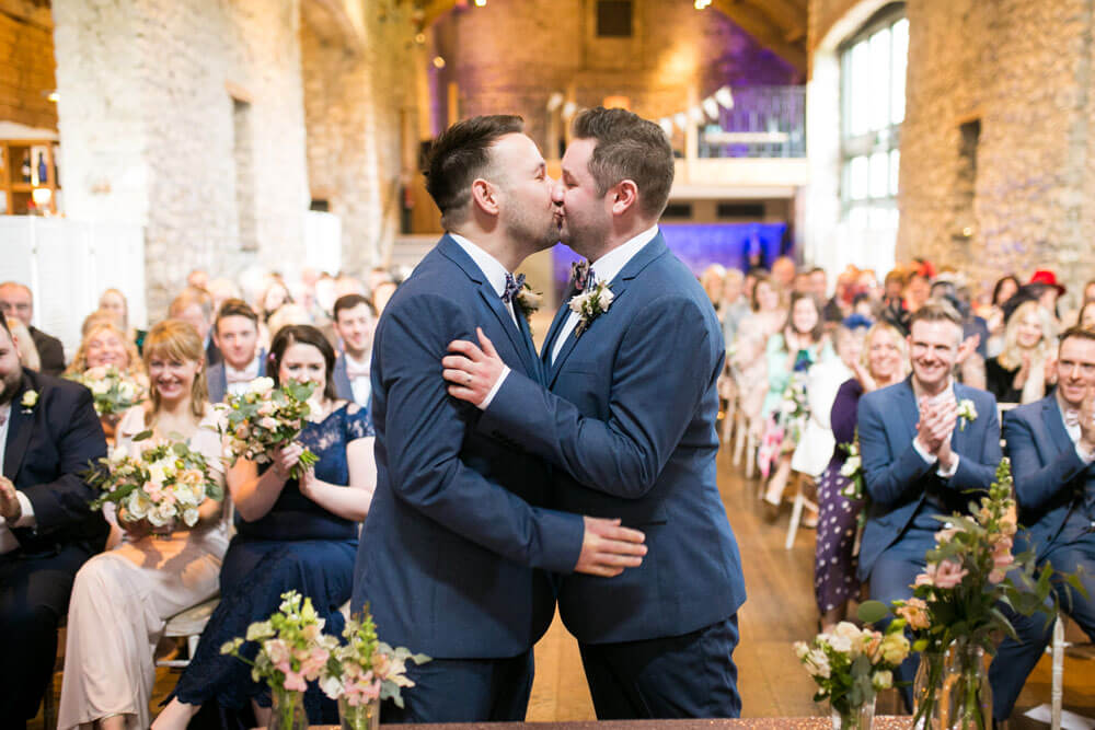Just married kiss at David and Stephen real gay wedding image by Ryan Welch Photography via the Gay Wedding Guide 1 5