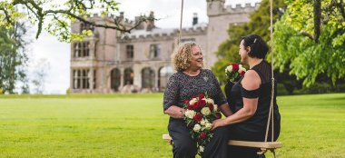 Karen Elena On Swing Lesbian Wedding Photography Lake District Wedding Photographer Chris Freer Images Gay Wedding Guide 6 380X174