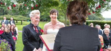 Kat And Ali Saw Vows At Their Lesbian Wedding Photographer This World Wedding Photography Via Gay Wedding Guide 6 380X174