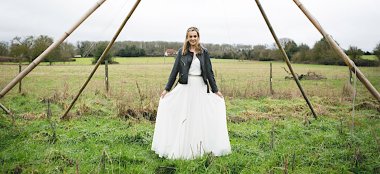 Lesbain Bride In Leather Jacket And Wedding Dress 2 By Lisa Lyons Bridal Lesbian Weddings Gay Wedding Guide 6 380X174