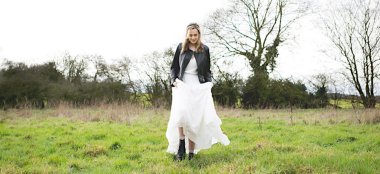Lesbain Bride In Leather Jacket And Wedding Dress By Lisa Lyons Bridal Lesbian Weddings Gay Wedding Guide 6 380X174
