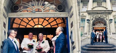 Lesbian Brides Coming Out Of Ceremony By Lesbian Wedding Photography Daria Nova Photography Via Gay Wedding Guide 6 380X174