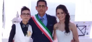 Lesbian Brides At Their Lesbian Wedding With Gay Wedding Celebrant Italy Tonigar Ceremony By Antonino Via Gay Wedding Guide 6 380X174