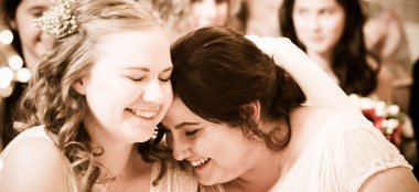 Lesbian Brides Laughing Photograph By Paul Walker Photographer Gay Wedding Guide 6 380X174