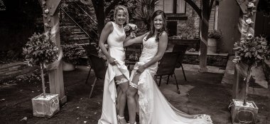 Lesbian Brides Show Garters Photograph By Paul Walker Photographer Gay Wedding Guide 6 380X174