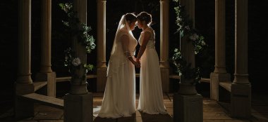 Lesbian Brides Silhouette At Night Photograph By Paul Walker Photographer Gay Wedding Guide 6 380X174