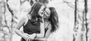 Lesbian Engagement Shoot In Woods Photo Copyright Michael Love Lesbian Wedding Photographer Ireland 6 380X174