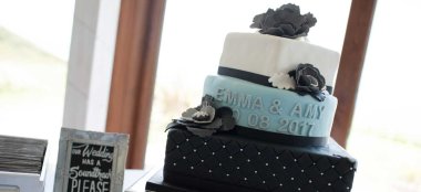 Lesbian Wedding Cake Of Emma And Amy At Ocean Kave Image By Mrsjutsonphotography 1 1 5 380X174