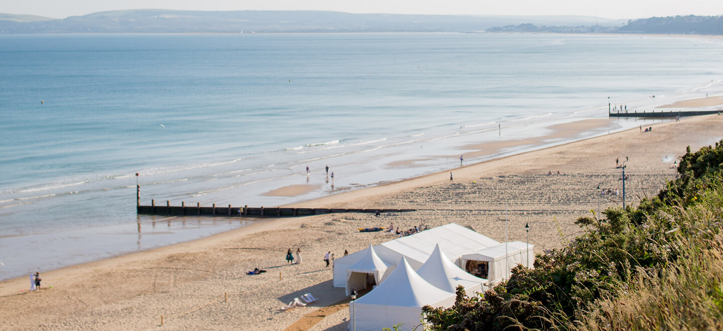 Long Distance Shot of Marquee at Beach Weddings Bournemouth Gay Wedding Guide image copyright Anna Morgan Photography 9