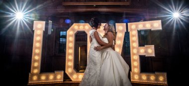 Lynsey And Joanne Dancing By Love Lights By James Tracey Gay Wedding Photography Via The Gay Wedding Guide 6 380X174
