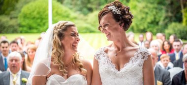 Lynsey And Joanne Top Of The Aisle By James Tracey Gay Wedding Photography Via The Gay Wedding Guide 6 380X174