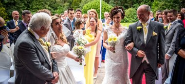 Lynsey And Joanne Walking Down The Aisle By James Tracey Gay Wedding Photography Via The Gay Wedding Guide 6 380X174