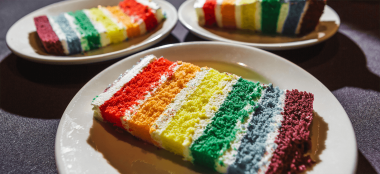 Matt And Nick Gay Barbie Wedding Rainbow Cake Image By Leland Gebhardt Photography Via Gay Wedding Guide 2 5 380X174