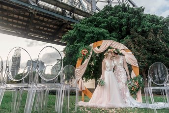 Megan Fiona Wedding Arbour Lesbian Wedding Australia Shoot Via Brisbane City Celebrants Elysia And The Gay Wedding Guide 8 344X230