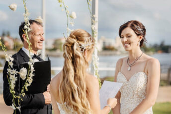 Megan And Fiona Say Vows At Their Lesbian Wedding Australia Shoot Via Brisbane City Celebrants Elysia And The Gay Wedding Guide 4 344X230