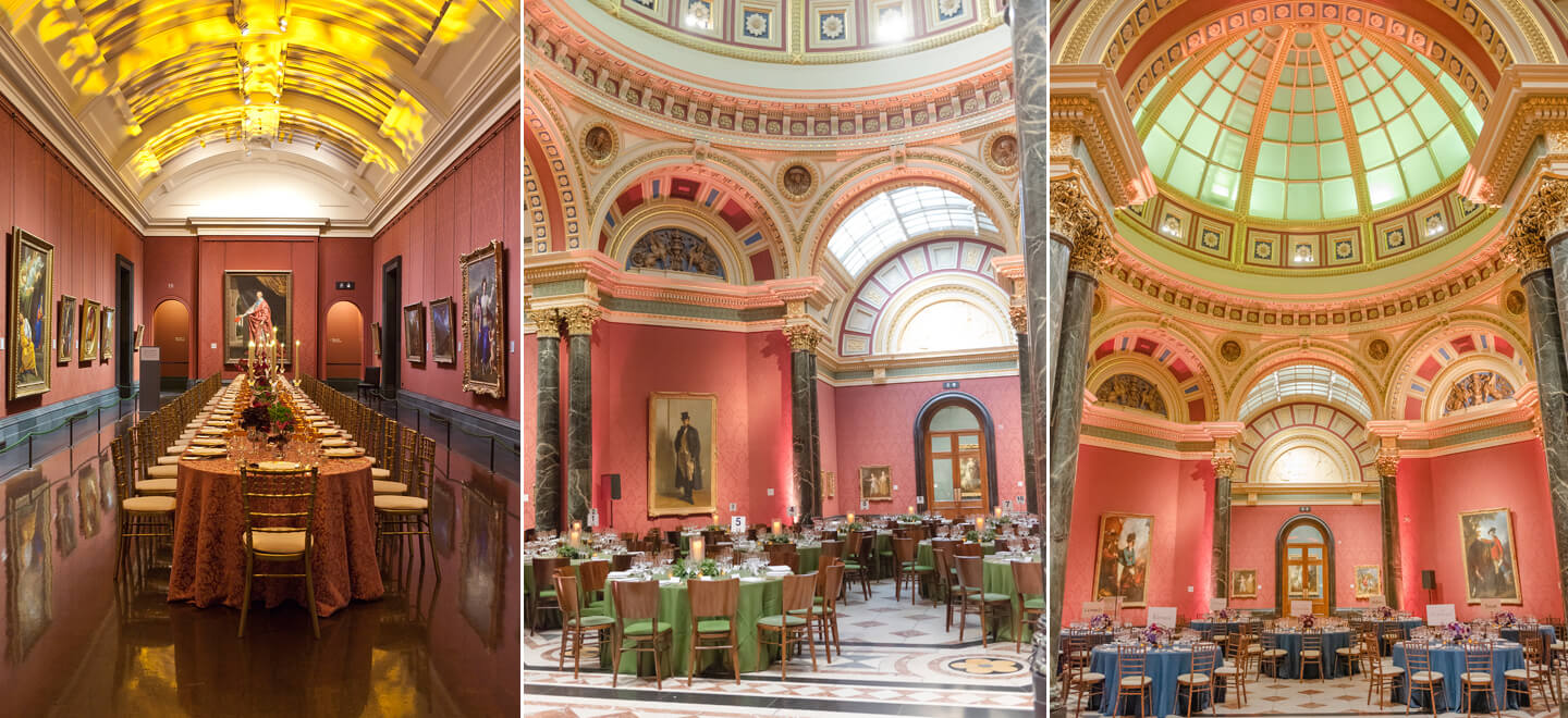 Montage of rooms at the National Gallery wedding venue central London gay wedding Guide 9