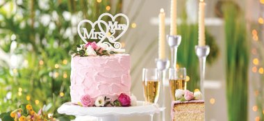 Mrs  Mrs Cake At Newbury Racecourse Unique Wedding Venue Gay Wedding Guide 9 380X174