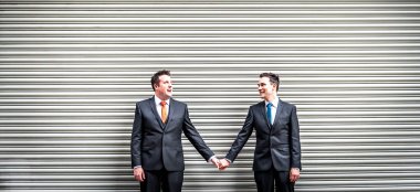 Neil And Ryan By Corrugated Door By James Tracey Gay Wedding Photography Via The Gay Wedding Guide 6 380X174