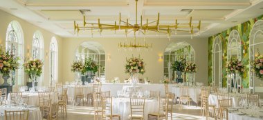 Orangery Dining Layout At Deer Park Romantic Wedding Venue Devon Gay Wedding Guide 9 380X174