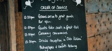 Order Of Service At Historic Building Wedding Venue Ordsall Hall A Wedding Venue In Salford Via The Gay Wedding Gudie 9 380X174
