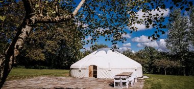 Outside The Big Yurt At Kingston Estate Country House Wedding Venue Devon Gay Wedding Guide 9 380X174