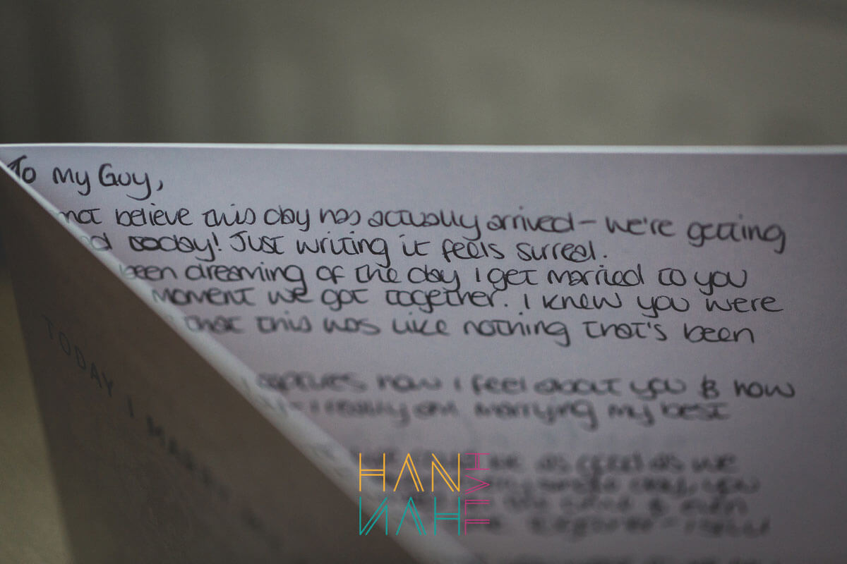 Personal card Scott and Guy speeches at their real gay wedding image copyright Hannah Hall Photography via The Gay Wedding Guide 3 5