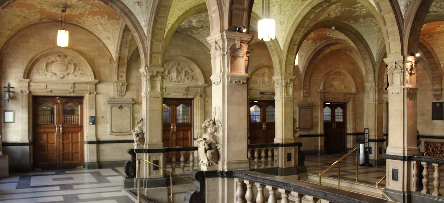 Pillars and arches at Oxford Town Hall wedding venue oxford gay wedding guide 9