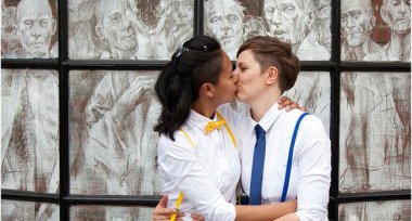 Real Gay Weddings Chalk Drawings Alex And Audrey Lesbian Wedding Photographer Paola De Paola Copyright Paola De Paola 350 3 5 380X204