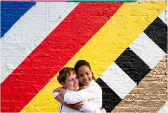 Real Gay Weddings Colour Stripe Wall Alex And Audrey Lesbian Wedding Photographer Paola De Paola Copyright Paola De Paola 3 5 343X230