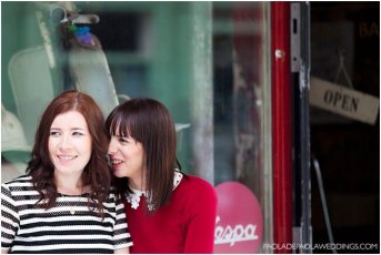 Real Lesbian Engagement Sarah And Karen Outside Cafe Gay Wedding Photographer Paola De Paola Copyright Paola De Paola 3 4 343X230