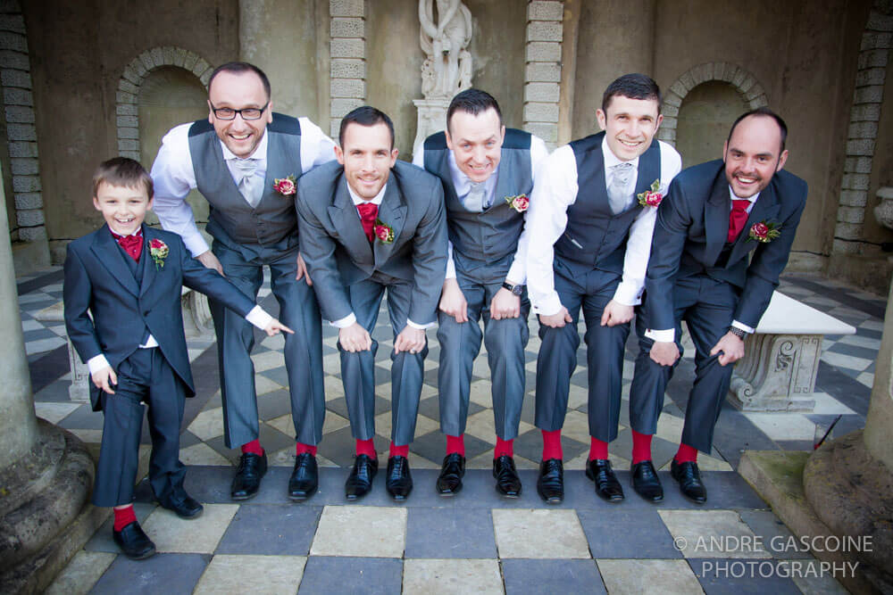 Red Socks line up Phil and Leo at their gay wedding in surrye image copyright Andre Gascoine via the Gay Wedding Guide 3 5