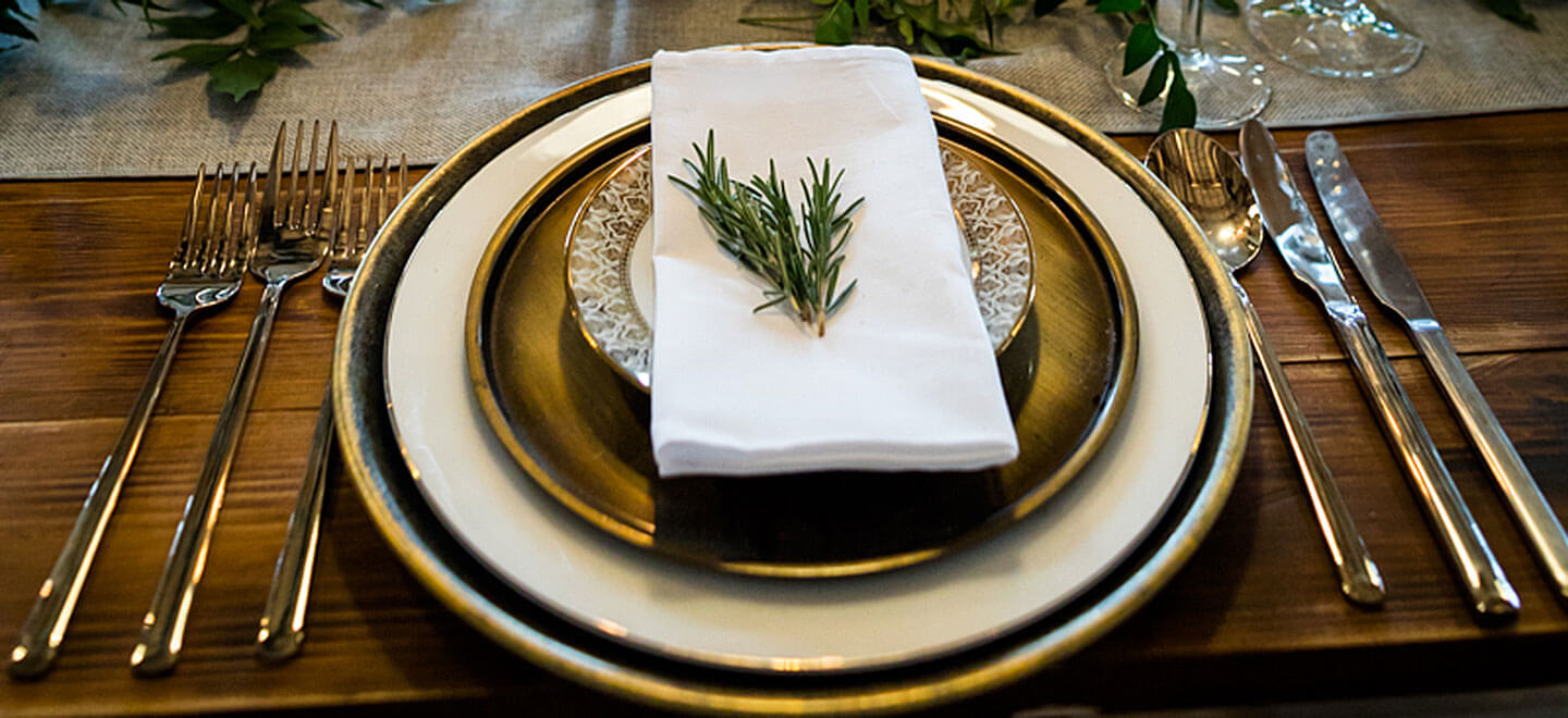 Rosemary table setting at Telfit Farm wedding venue Yorkshire Gay Wedding Guide 9