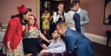 Sam At His Gay Wedding Photos Guests Mingle Image Copyright Shooting Pixels Featured On The Gay Wedding Guide 3 5 380X193