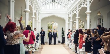Sam At His Gay Wedding Photos Married At Top Of Aisle Image Copyright Shooting Pixels Featured On The Gay Wedding Guide 3 5 380X189