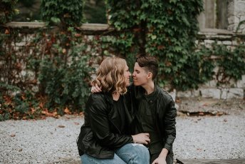 Sitdown Kiss Jackie And Beth Lesbian Engagement Photography By Tawny Ballard Photography Via The Gay Wedding Guide 1 4 344X230
