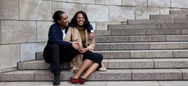 Sitting On The Stairs Allison And Naomi Engagement Shoot Copyright Hazel Buckley Photography Via The Gay Wedding Guide 4 1 380X174
