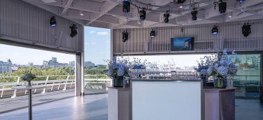Sound System And Bar At Riverside Wedding Venue The Deck Unique Wedding Venue London Southbank National Theatre Gay Wedding Guide 9 380X174