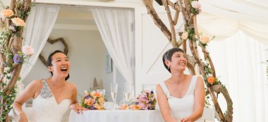 Speeches At Lesbian Couple At Beach Weddings Bournemouth Gay Wedding Guide Image Copyright Anna Morgan Photography 9 380X174