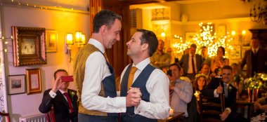 Steve Ian Gay Grooms First Dance Lake District Wedding Photographer Chris Freer Images Gay Wedding Guide 6 380X174