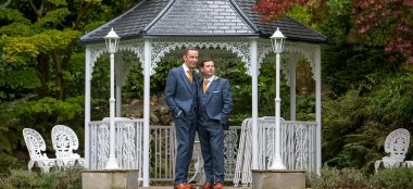 Steve Ian Gay Grooms Gazebo Dance Lake District Wedding Photographer Chris Freer Images Gay Wedding Guide 6 380X174
