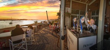 Sunset On Terrace At Quay Hotel Wedding Venue Wales Gay Wedding Guide 9 380X174