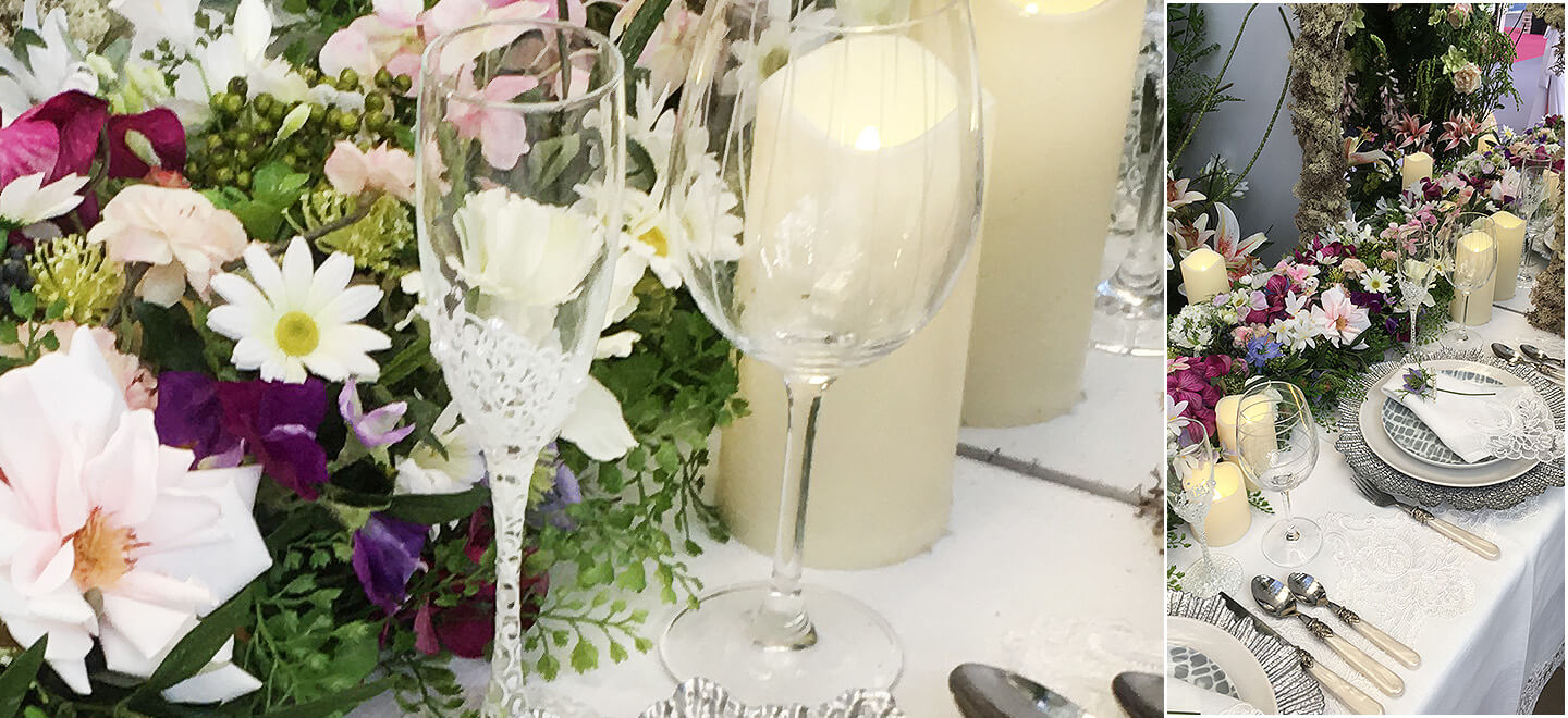 Table setting by Jardins San Leau wedding florist on Drectory Gay Wedding Guide 1 6