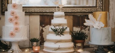 Three Wedding Cakes In A Row At Healing Manor Country House Wedding Venue Lincolnshire Gay Wedding Guide 9 380X174