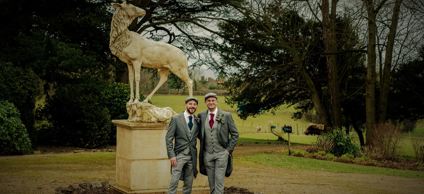 Two grooms at Old Diwn Manor country house wedding venue bristol gay wedding guide 9