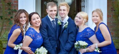 Two Grooms With Bridesmaids At Real Gay Wedding Image Copyright Mirror Imaging Photography Via The Gay Wedding Guide 3 380X174