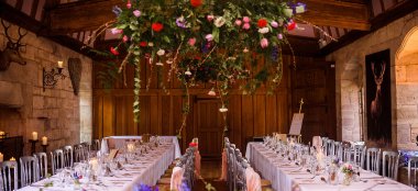Wedding Breakfast Layout At Brinsop Court Wedding Venue Hereford Gay Wedding Guide 9 380X174
